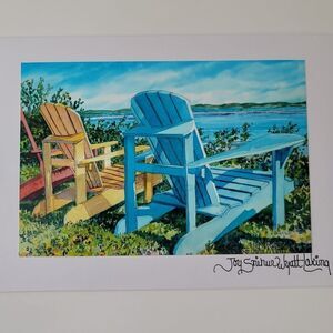 Art Print Jo Laking Lawn Chairs Glossy Print on Greeting Card #0178